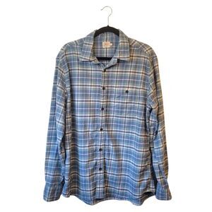 Faherty Men's Blue And White Plaid Flannel Button Down Shirt Size XL